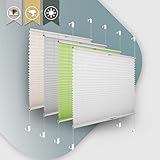 Plissee ohne Bohren Klemmfix 80x100cm(BxH) Weiß Jalousie Sonnenschutz Easyfix Faltrollo Lichtdurchlässig Rollo für Fenster & Tür