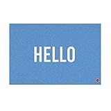 Mattentat Hello-minimal Fußmatte 60x40cm blau aus recycleten Nylonfasern - robuste Design-Schmutzfangmatte mit Spruch - Fussmatte Aussen und Innenbereich waschbar