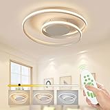 Sky angle LED Wohnzimmerlampe, 42W Weiß Dimmbar Deckenleuchte mit Fernbedienung, 5200 Lumen Runde Modern Deckenlampe für Wohnzimmer, Schlafzimmer, Büro, Esszimmer