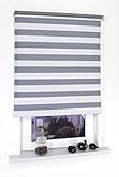 Liedeco® Rollo, Fenster Rollo, Kettenzug-Rollo / 182 x 180 cm (B x H), Streifen lichtgrau / Stoff mit Dekor, Verdunkelnd, Abdunkelnd / Breite bis 200 cm / Variable Montage / Hergestellt in D