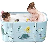 Tragbare Badewanne, Faltbadewanne, Badefass, Kunststoff, Badepool, extra große mobile Badewanne für Erwachsene und Kinder, 120 cm, Blau