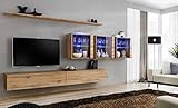 ASM Wandset Switch Xvii 3 LED Vitrinen 2 TV Bank 2 Regalböden Holz