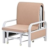 Tomile Schlafsofa Schlafsessel für eine Person, Indoor-Liegen, umwandelbare Chaiselongue, klappbarer 2-in-1-Sofasessel mit Kissen, gepolsterter Lazy Bed Leisure Recliner für das Home Office(Brown)