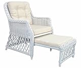 ALIDAM Rattansessel Gartensessel Rattansessel Rattansessel Weiß Inkl. Kissen Relaxsessel Fernsehsessel Korbsessel Fußstütze Balkonstuhl Balkonstuhl Garten MöBel Gartenlounge Rattansessel