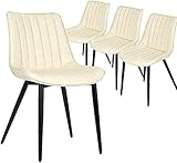 Esszimmerstühle aus Kunstleder 4er-Set Küchen-Wohnzimmer-Lounge-Stühle Gepolsterter Wohnzimmerstuhl (Color : Beige)