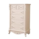 Kommode Schrank Kommode im europäischen Stil, Wohnzimmer, weiß, 6 Schubladen, Kommode, Schlafzimmer, Nachttisch, Schubladenschrank, Stauraum, großes Fassungsvermögen, hohe Kommode Beistellschrank