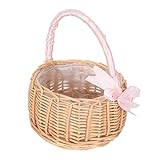 Yardwe Geflochtener Hand-Blumenkorb Mini-Körbe Für Gastgeschenke Korb Gewebter Hochzeitsdekor Blumenkorb Für Brautjungfer Weißer Blumenmädchen-Korb Botanisches Dekor