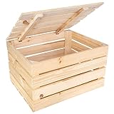 Creative Deco Große Holzkiste mit Deckel | 50 x 40 x 30cm | Holztruhe mit Deckel | Vintage Deko Holzbox | Geschenke Holzbox KistePerfekt als Geschenkbox Weinkiste Spielzeugkiste Aufbewahrungsbox