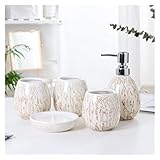 ANIIC Badezimmer Set Badezimmer-Accessoires-Set Ceramic Bath Ensemble Collection Mit Flüssigseifenspender Und Zahnbürstenhalter Badezimmer Zubehör (Color : B, Size : 5 Pieces)