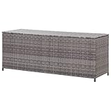 Dioche Garten Aufbewahrungsbox aus Polyrattan Topbox Wasserdicht 120x50x60cm Gartenbox Kissenbox mit Deckel Grau