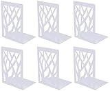3 Paar Buchstützen, Buchstütze aus Metall Bücher Halter Regal , Bookends Buchstopper, Buchhalterung Buch Halter Unsichtbares Bücherregal für Bücherregal, Küche, Büro, Schule, Bibliothek, Weiß