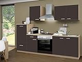 expendio Küchenzeile Regio 270 cm Lava mit E-Geräten Küchenblock Einbauküche Komplett-Küche Dekor Sonoma Eiche