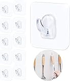 Kleiderhaken, Packung mit 20 Klebehaken ohne Bohren, transparente Haken, selbstklebende Wandhaken, mattierte Hornhaken, selbstklebende Haken (6 x 6 cm) (transparent x10)