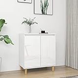 lvssiao Möbel Kommode Sideboard Schrank, Sideboard mit Massivholz-Beinen Hochglanz-Weiß 60x35x70 cm praktische Aufbewahrungskommode für Schlafzimmer, Kinderzimmer, Flur