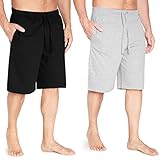 CityComfort Herren Schlafanzughose Im Doppelpack | Packung Mit Zwei Baumwollshorts Mit Elastischer Taille | Weiche, Gemütliche & Bequeme Lounge Shorts, Herren Pyjamas, Schwarz und Grau, XL