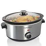 Eamoment 3.5L | 200W Schongarer mit 3 Heizstufen und Leistungsanzeige, spülmaschinenfest und mit Tragegriffen, Glasdeckel leicht zu reinigen, silbrig