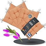 LILENO HOME 4er Set Stuhlkissen 04 Lachs (40x40x6 cm) - Sitzkissen für Garten, Küche oder Esszimmer - UV-beständige Indoor u. Outdoor Stuhlauflage als Stuhl-Kissen (Linda FUM)