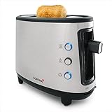 Korona 21304 Single-Toaster Ein-Scheiben-Toaster Hochwertiges Edelstahlgehäuse Brötchenaufsatz Krümelschublade 550 Watt Stufenlose Temperatureinstellung Edelstahl, Schwarz