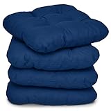 Beautissu 4er Set Sitzkissen 40x40 cm Lisa Dunkelblau - weiche Indoor & Outdoor Kissen mit 8cm Schaumstoff Füllung, widerstandsfähige & robuste Sitzpolster für Außenbereich Made in EU