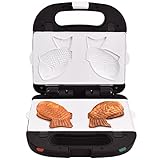 Syntrox Germany SM-1500W-Fisch Taiyaki Waffeleisen mit austauschbaren Keramik Wechselplatten mit Fisch Form