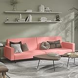 Yongdu Schlafsofa 2-Sitzer, Schlafsofa, Schlafcouch, Couch Mit Schlaffunktion, Sofa Bed, Bettsofa, Sofas & Couches, Rosa Samt