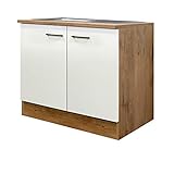 MMR Küchen-Spülenschrank Glasgow - 2-türig - 100 cm breit - Creme Matt