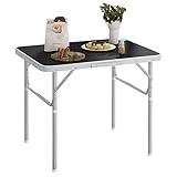 WOLTU Campingtisch faltbar Klapptisch Alu, Gartentisch Falttisch Klappbar Höhenverstellung für Balkon Terrasse Picknick, Beistelltisch Balkontisch Reisetisch, 75,5x55x25,5/59cm, Schwarz CPT8131sz