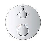 GROHE Grohtherm Concealed - Thermostat (Rosette aus Metall, Sicherheitssperre bei 38°, kratzfeste Oberfläche) rundes Design, chrom, 24077000