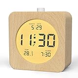 aboveClock Wecker Digital, Digitaler Wecker Holz mit Teperatur, Datum Anzeige, Digital Tischuhr mit Nachtlicht und Snooze Moduls, Wecker Batteriebetrieben (Batterie Nicht Enthalten)