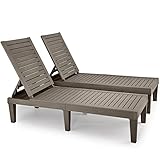 YITAHOME 2-er Sonnenliege mit Verstellbarer Rückenlehne, leicht wasserdicht Gartenliege mit 200kg Belastbarkeit für Patio/Strand/Terrasse/Pool (Taupe)