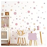 Little Deco 120 Stück Wandsticker Punkte für Kinderzimmer Kreise Klebepunkte Altrosa Wandtattoo Babyzimmer Wandaufkleber Deko DL909-2