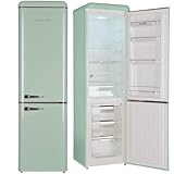 WOLKENSTEIN Retro Kühl-Gefrierkombination Kühlschrank WKG265RT SG 250L Grün I 50er Jahre Look I 4**** Gefrierfach I Höhe 188cm I Breite 55cm I 41 dB I sparsamer Energieverbrauch 201 kWh/Jahr