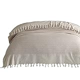 Elart Tagesdecke | Kuscheldecke 200 cm x 235 cm | Sommerdecke | Baumwolle | Couchdecke | Sofaüberwurf | Bettüberwurf | Wendedecke | Bettdecke | Wohndecke | Beige