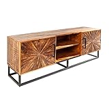 riess-ambiente.de Massives TV-Lowboard Wood Art 145cm Mangoholz im Industrial Stil TV Kommode Fernsehschrank Fernsehkommode TV-Board