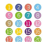 Bunte runde Zahlen PVC Aufkleber Durchmesser 5 cm 1-20