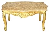 Casa Padrino Barock Couchtisch Gold mit Marmorplatte in Creme - Möbel Wohnzimmer Tisch Antik Stil