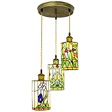 PAZWAHF 3-Licht-Kuppel-Pendelleuchte, verstellbare Hängeleuchten, Tiffany-Stil-Buntglas-Hängeleuchte für Kücheninsel, Esszimmer, Wohnzimmer