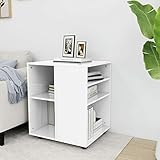 Tidyard Rollschrank Rollcontainer Schreibtisch Aktenschrank Druckertisch mit Rollen Bürocontainer Bürowagen Beistellwagen Ablage Büroschrank Beistelltisch Schrank Hochglanz-Weiß 60x53x72 cm