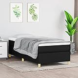 Tidyard Boxspringbett mit Matratze Bettgestell Bettrahmen Bett Polsterbett Hotelbett Schlafzimmerbett Designerbett Doppelbett/Einzelbett Gästebett Jugendbett Schwarz 90x200 cm Stoff