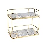 HASMI Duschregal Badezimmerorganisator, 2-streizendes Badezimmer-Kosmetik-Lagerregal for Und Arbeitsplatte, Dekorativer Drahtorganisator Mit Marmorblock, Gold Badezimmer Regal (Color : A)