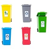 Cabilock 5-Teiliges Mini-Mülleimer-Lernspielzeug Für Jungen Anzug-Set Winzige Lastwagen Winziger Mülleimer Miniatur-Kleiner Papierkorb Mit Deckel Kleines Modellhaus Mülleimer