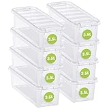 SmartStore Kleine Aufbewahrungsboxen 3.5 L – 8 transparente und stapelbare Boxen mit Deckel und Clipverschluss weiss– BPA-frei und lebensmittelecht – 38 x 14 x 11 cm