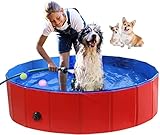 Faltbarer Hartplastik-PVC-Hunde-Schwimmbad, Hinterhof, zusammenklappbar, Kinderpool aus Kunststoff, Outdoor-Baby-Badewanne, Kunststoff, tragbarer Pool für große kleine Hunde, Katzen und Kinder (M)