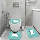 Badteppich-Set Badvorleger Toilettensitz,Wort-Körper Westie Terrier Hundeknochen auf Himmel-Lebensmittel-wild lebenden Tieren entzückende,3-teiligesBadezimmerteppich-Set,WC-Garnitur rutschfest Teppich