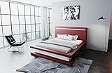 Sofa Dreams Wasserbett Faenza mit beheizbarer Wasserbettmatratze und kompletter Technik LED Beleuchtung 140x200 160x200 180x200 200x200 200x220 (180 x 200 cm, Rot-Weiß)