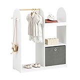 SoBuy KMB40-W Kindergarderobe mit 3 Haken Kleiderschrank Kinder Kinderregal mit Boxen Garderobe Kinder Kinderzimmer möbel Kleiderständer Regal Standgarderobe für Kinder BHT ca.: 97x108x35cm