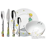 WMF Der kleine Prinz Kinder Geschirrset 6-teilig, Kindergeschirr mit Kinderbesteck Edelstahl, ab 6 Jahre, Cromargan poliert, spülmaschinengeeignet