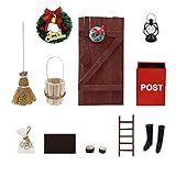 Basewing Weihnachten DIY Puppenhaus Zubehör Set Miniatur Wichtel Set Wichtel Tür mit Zubehör Miniatur Puppenhaus-Wichteltür Weihnachten Set (A2-one set, one size)