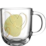 Leonardo Emozione Geschenk Tasse Bester Opa 1 Stück, spülmaschinengeeignete Tasse, grünes Herz Motiv, Tee-Glas mikrowellenfest, 400 ml, 033227