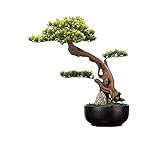 Künstlicher Bonsai Simulation Willkommen Kiefernbaum Bonsai Zen gefälschter Pflanzen Topf Teebouzimmer Wohnzimmer grüne Pflanzendekoration Ornamente 24,0 Zoll Zimmerbonsai Bonsai (Size : D)